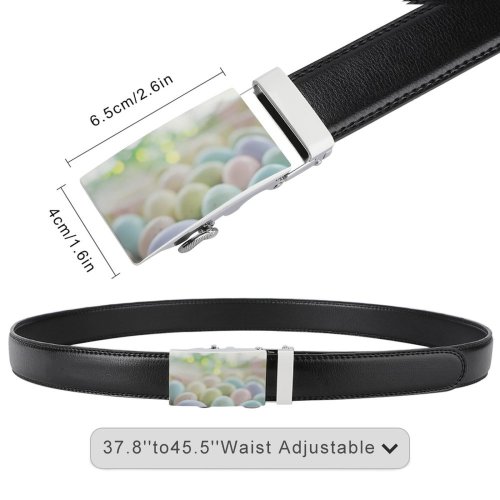 yanfind Belt  Focus Beautiful Decor  Made Cheerful Egg Creativity Decorations Blurred Assorted Men's Dress Casual Every Day Reversible Leather Belt