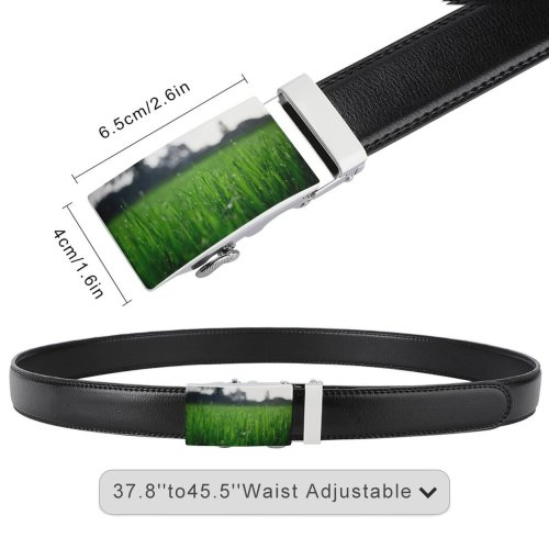 yanfind Belt  Farm Dew Rural Grass Hayfield Field Growth Garden Flora Summer Lawn Men's Dress Casual Every Day Reversible Leather Belt