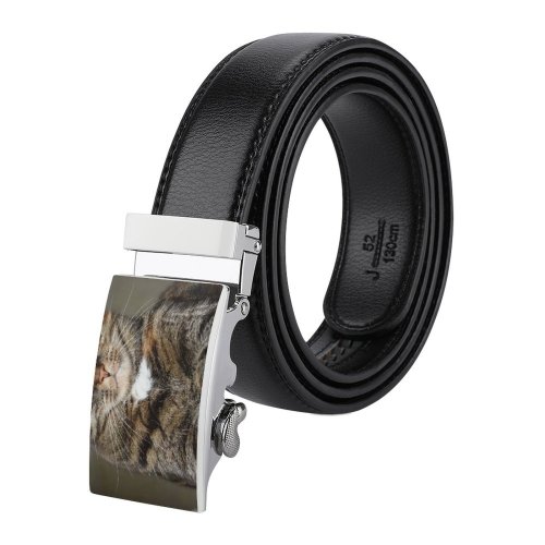 yanfind Belt  Focus Angry Cat Face Portrait Pet Tabby Fur Furious Outdoors Mad Men's Dress Casual Every Day Reversible Leather Belt