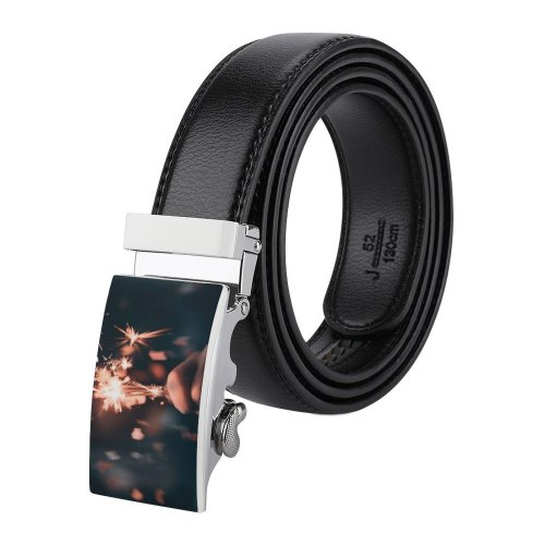 yanfind Belt  Festival Focus Dark  Fireworks Danger Evening Sparkler Light Luminescence Sparkling Men's Dress Casual Every Day Reversible Leather Belt
