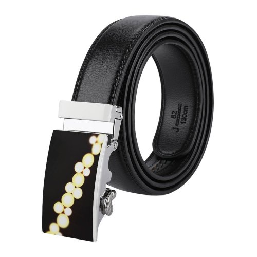 yanfind Belt  Festival Dark Shining Illuminated Lights Luminescence Sparkling Abstract Round Shot Art Men's Dress Casual Every Day Reversible Leather Belt