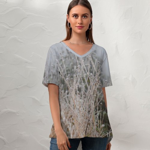 yanfind V Neck T-shirt for Women Clock Christmas Frost Snow Wallpapers Eve Outdoors Wishes Nikon Time Year Summer Top  Short Sleeve Casual Loose