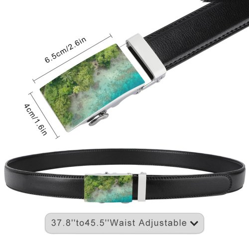 yanfind Belt Beautiful  Landscape Daylight Travel Island Paradise Beach Turquoise Tropical Outdoors Scenic Men's Dress Casual Every Day Reversible Leather Belt