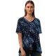 yanfind V Neck T-shirt for Women Space Star Trails Silhouette Exposure Outer Space Night Time Astronomy Summer Top  Short Sleeve Casual Loose