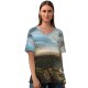 yanfind V Neck T-shirt for Women Robin Kamp Pulpit Rock Preikestolen Cliff Norway Cloudy Sky Mountains Landscape Stormy Summer Top  Short Sleeve Casual Loose