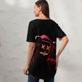 yanfind V Neck T-shirt for Women Sebastiaan Stam Black Dark LED Dope Night Anonymous Hoodie Dark Summer Top  Short Sleeve Casual Loose