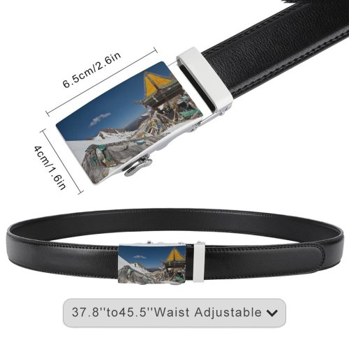 yanfind Belt Sichuan Region Chinese Cultures Snowcapped  Architecture Building Spirituality Tibet Autonomous Tibetan Men's Dress Casual Every Day Reversible Leather Belt