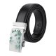 yanfind Belt  Floral Fog Plant Design Header Season Wood Light Turquoise Growth Men's Dress Casual Every Day Reversible Leather Belt