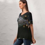 yanfind V Neck T-shirt for Women Kyiv Pretty Profession Pond Public Preparation Wallpapers Outdoors Many Mix Pictures Summer Top  Short Sleeve Casual Loose