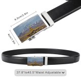yanfind Belt Sichuan Chinese Snowcapped Architecture Building Range Spirituality Monastery Landscape Tibet Tibetan Gold Men's Dress Casual Every Day Reversible Leather Belt