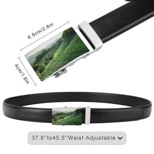 yanfind Belt Row Chinese Rolling Terraced Tree Eating Plant Morning Landscape Leaves Rural Journey Men's Dress Casual Every Day Reversible Leather Belt