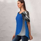 yanfind V Neck T-shirt for Women Ricardo Gomez Angel Architecture Steel Eye Modern Architecture Patterns Geometrical Sky Sky Summer Top  Short Sleeve Casual Loose