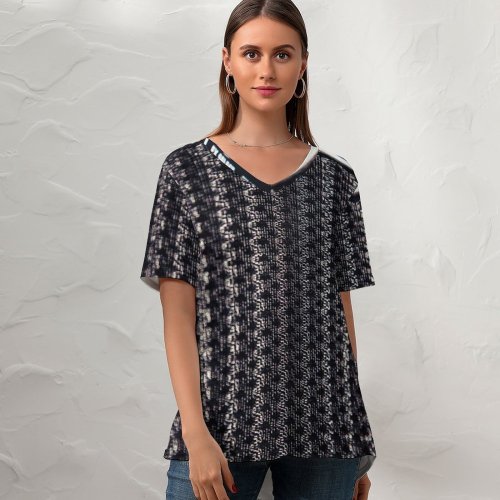 yanfind V Neck T-shirt for Women Engineering Tone Audio Nightlife Celebrate Wallpapers Dancing Sound Happy Electronics Artist Summer Top  Short Sleeve Casual Loose