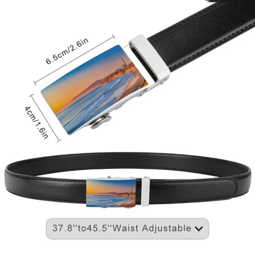 yanfind Belt Beautiful Sand Vacation Clouds Sunset Landscape Evening Travel Beach  Hdr Outdoors Men's Dress Casual Every Day Reversible Leather Belt