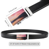 yanfind Belt Beautiful Clouds Placid Sunset Landscape Mountains Evening Travel Hdr Boat Outdoors Scenic Men's Dress Casual Every Day Reversible Leather Belt