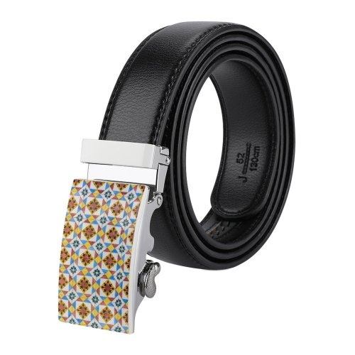 yanfind Belt Spanish Cultures Portuguese Embellishment Arabic Building Flooring Tile Ceramics Retro  Moroccan Men's Dress Casual Every Day Reversible Leather Belt