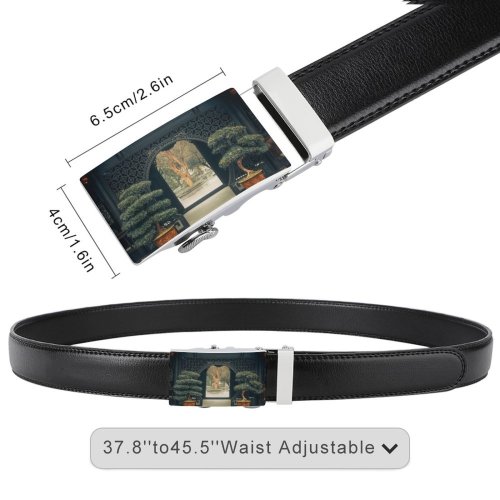 yanfind Belt Sichuan Chinese Cultures Stone Tree Plant Cooking Potted Door Environmental Social Tradition Men's Dress Casual Every Day Reversible Leather Belt