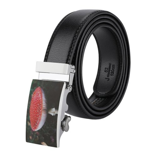 yanfind Belt  Depth Grass Field Agaric Macro Growth Toadstool Fungus Mushroom Fly Amanita Men's Dress Casual Every Day Reversible Leather Belt
