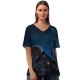yanfind V Neck T-shirt for Women Carles Marsal Fantasy Witch Fox Wild Starry Sky Twilight Night Time Digital Summer Top  Short Sleeve Casual Loose