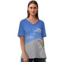 yanfind V Neck T-shirt for Women Kyiv Photo Landscape Soil Sky Wallpapers Hill Mountain Outdoors Scenery Slope Summer Top  Short Sleeve Casual Loose