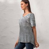 yanfind V Neck T-shirt for Women Land Flowers Snow Wallpapers Plant Outdoors Tree Mi States Winter Forest Summer Top  Short Sleeve Casual Loose