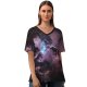 yanfind V Neck T-shirt for Women Starkiteckt Space Black Dark Atlantis Nexus Nebula Digital Render Astronomy Stars Galaxy Summer Top  Short Sleeve Casual Loose