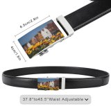yanfind Belt  Floral City Rural Flowers Season Daylight Sunny Buildings  Growth Houses Men's Dress Casual Every Day Reversible Leather Belt