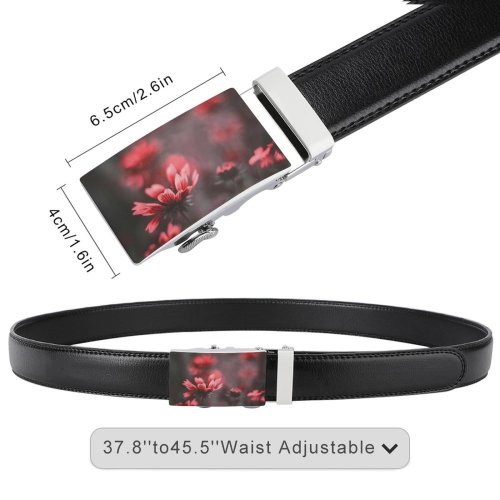 yanfind Belt  Focus Beautiful Plant Delicate Flowers Depth Field Macro Growth Blooming Blurry Men's Dress Casual Every Day Reversible Leather Belt