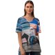 yanfind V Neck T-shirt for Women Building Wallpapers Equestrian States Horse Exposure Running Flag Pictures Bridge Jackson Summer Top  Short Sleeve Casual Loose