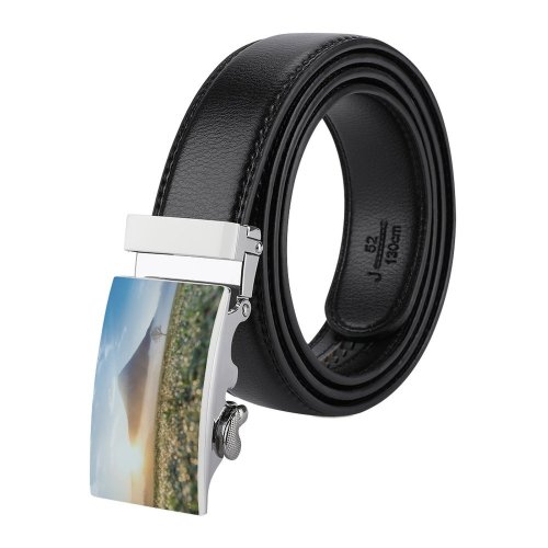 yanfind Belt Snowcapped  Stratovolcano Prefecture Snow Sunset Yamanaka Active Reflection Four Fujikawaguchiko Scene Men's Dress Casual Every Day Reversible Leather Belt