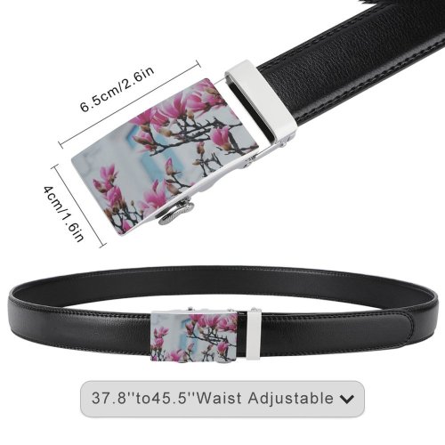 yanfind Belt  Focus Beautiful Delicate Flowers Depth Field Growth Blooming Magnolia Flora Petals Men's Dress Casual Every Day Reversible Leather Belt