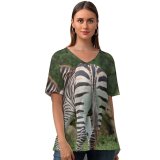 yanfind V Neck T-shirt for Women Country Fl Wildlife Wallpapers Safari Loxahatchee Stripes Zebra Pictures Creative Lion Summer Top  Short Sleeve Casual Loose