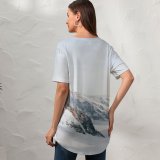 yanfind V Neck T-shirt for Women Landscape Public Lauterbrunnen Snow Wallpapers Mountain Outdoors Rock Winter Glow Pictures Summer Top  Short Sleeve Casual Loose