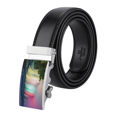 yanfind Belt Beautiful City Time Flowing Niagara Lapse Rainbow Landscape Waterfalls Travel Colorful Falls Men's Dress Casual Every Day Reversible Leather Belt