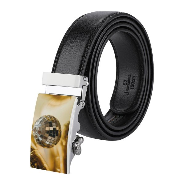 yanfind Belt  Focus Bauble Ball Depth Field Glitter Shallow Disco Round Christmas Shaped Men's Dress Casual Every Day Reversible Leather Belt