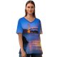 yanfind V Neck T-shirt for Women Romain Guy Golden Gate Bridge Reflection Night Lights Sky Clear Sky Landscape Summer Top  Short Sleeve Casual Loose