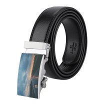 yanfind Belt  Focus Afterglow Lights Scenery Depth Field Peaceful Glass Tranquil Scenic Idyllic Men's Dress Casual Every Day Reversible Leather Belt