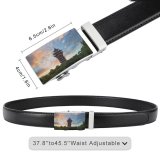 yanfind Belt Sichuan Chinese Summer Tall Architecture Tree Building  Season Landscape Craft Destinations Men's Dress Casual Every Day Reversible Leather Belt