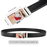 yanfind Belt  Focus Beautiful Dog Delicate Flowers Roses Pet Sit Blooming Fur Adorable Men's Dress Casual Every Day Reversible Leather Belt