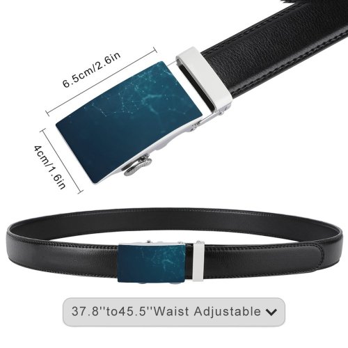 yanfind Belt Row Science Dimensional Network Outer Particle Virtual Communication Molecular Digital Data Wireless Men's Dress Casual Every Day Reversible Leather Belt