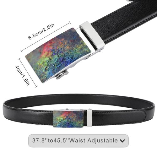 yanfind Belt  Festival Focus Dark Artistic Rainbow Depth Colorful Field Chalk Shallow Coloring Men's Dress Casual Every Day Reversible Leather Belt