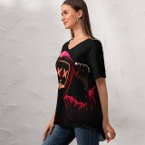 yanfind V Neck T-shirt for Women Sebastiaan Stam Black Dark LED Dope Night Anonymous Hoodie Dark Summer Top  Short Sleeve Casual Loose