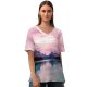 yanfind V Neck T-shirt for Women Jasper HQ Maligne Landscape Public Snow Wallpapers Lake Mountain Outdoors Awesome Summer Top  Short Sleeve Casual Loose