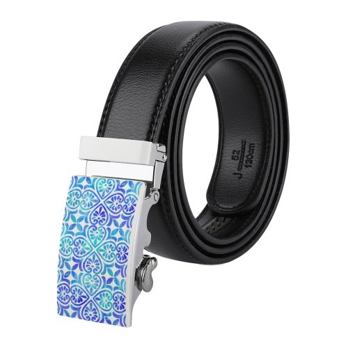 yanfind Belt Spanish Portuguese Arabic Flooring Mexican Watercolor Ceramics Porcelain Pottery  Moroccan Medallion Men's Dress Casual Every Day Reversible Leather Belt
