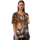 yanfind V Neck T-shirt for Women Ralf Seelert Tiger Big Cat Wildlife Closeup Predator Summer Top  Short Sleeve Casual Loose