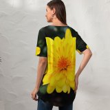 yanfind V Neck T-shirt for Women Plants Wallpapers Plant Asteraceae Blossom Flower Daisy Pollen Petal Daisies Free Summer Top  Short Sleeve Casual Loose