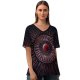 yanfind V Neck T-shirt for Women Oliver Henze Black Dark Blood Moon Sky Stars Circular Wood Photoshop Summer Top  Short Sleeve Casual Loose