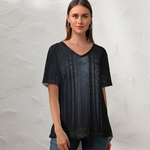yanfind V Neck T-shirt for Women Land Redwood Flora HQ Landscape Wallpapers Horror Fantasy Plant Outdoors Tree Summer Top  Short Sleeve Casual Loose