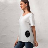 yanfind V Neck T-shirt for Women Minimal Splash B&W Blot HQ Public Wallpapers Simple Fountain Detail Writing Summer Top  Short Sleeve Casual Loose