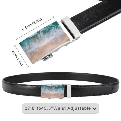 yanfind Belt Beautiful Sand Footage Landscape Daylight  Meet Beach Turquoise Outdoor Outdoors Scenic Men's Dress Casual Every Day Reversible Leather Belt